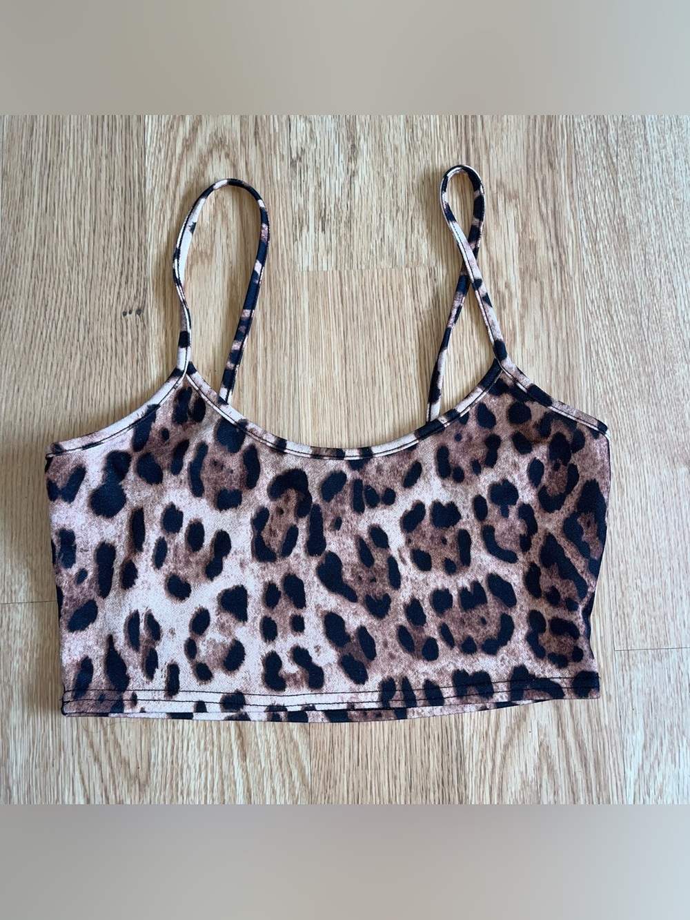 Missguided Women’s Leopard Print Spaghetti Strap Cropped Cami Scoop Neck US 6
